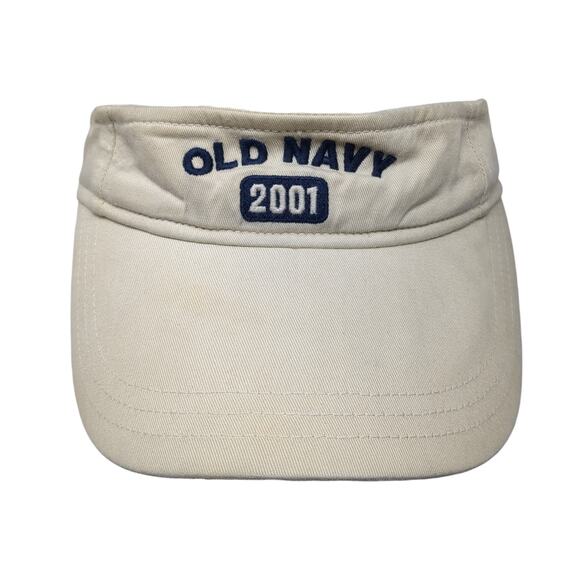 Old Navy 2001 Strapback Sun Visor Cap Beige One Size Adjustable Embroidered - Picture 1 of 10